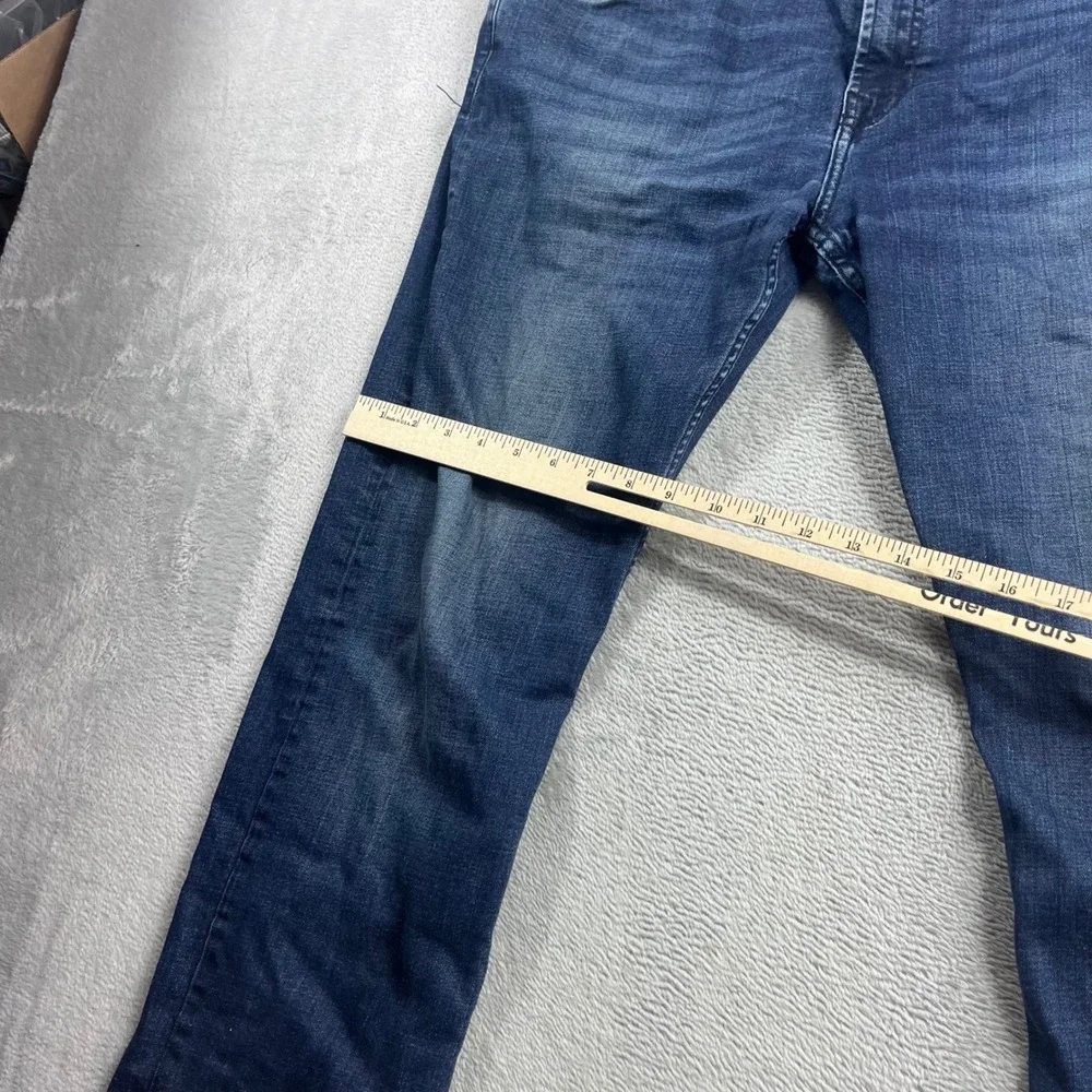 7 For All Mankind The Straight Mens Blue Denim Jeans Raw Hem Size 36